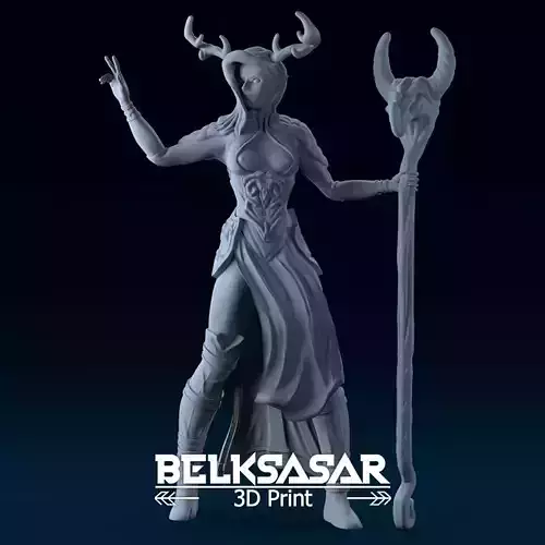 Fantasy Female Druid Topless in dinamic pose 3D print model