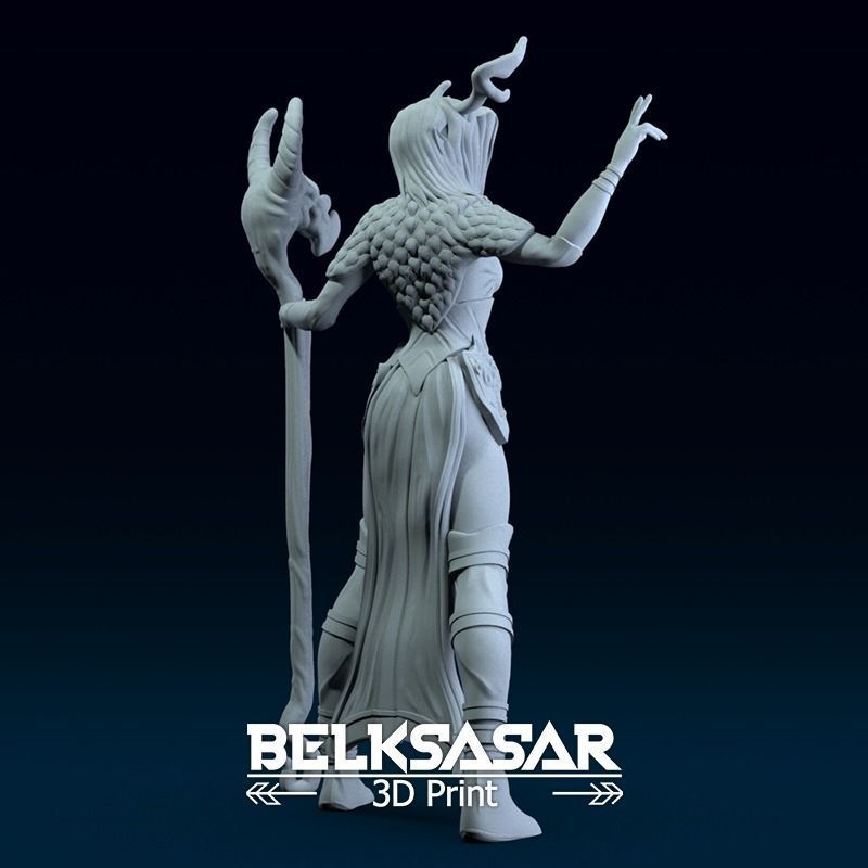 Fantasy Female Druid Topless in dinamic pose 3D print model_3