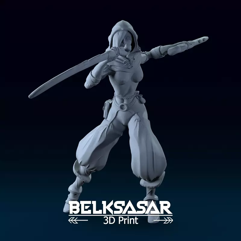 Fantasy Female Assassin Nude version 3D print model_0