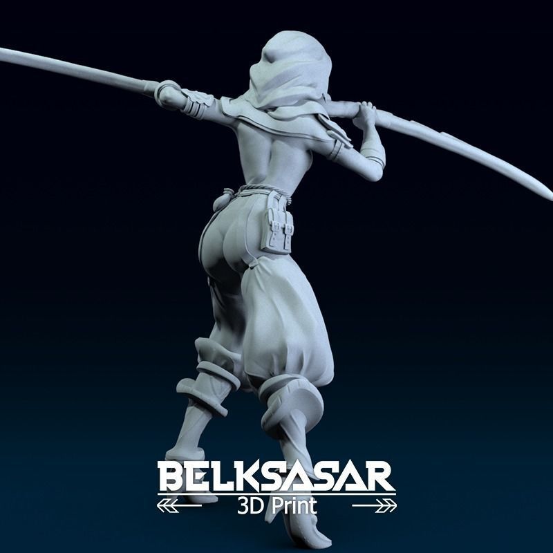 Fantasy Female Assassin Nude version 3D print model_5