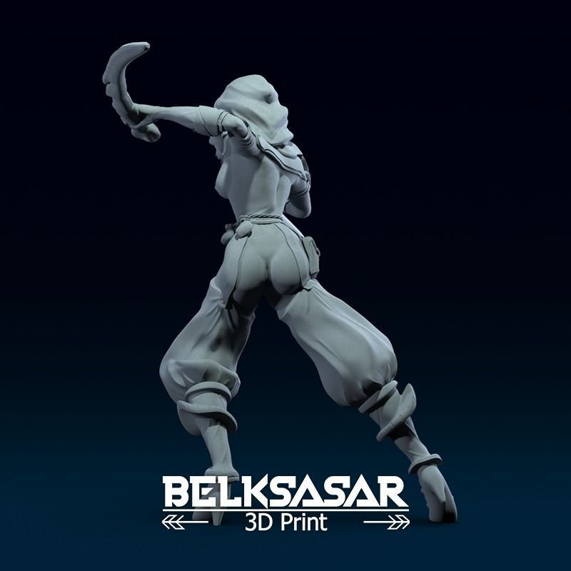 Fantasy Female Assassin Nude version 3D print model_4