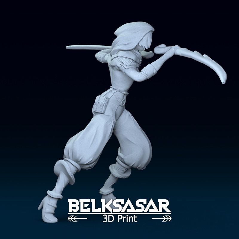 Fantasy Female Assassin Nude version 3D print model_1