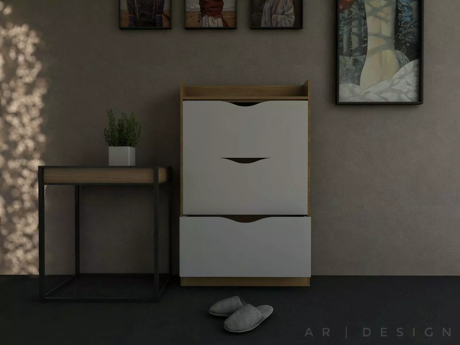 Shoeracks shoe cabinet with two drawers 3D print model