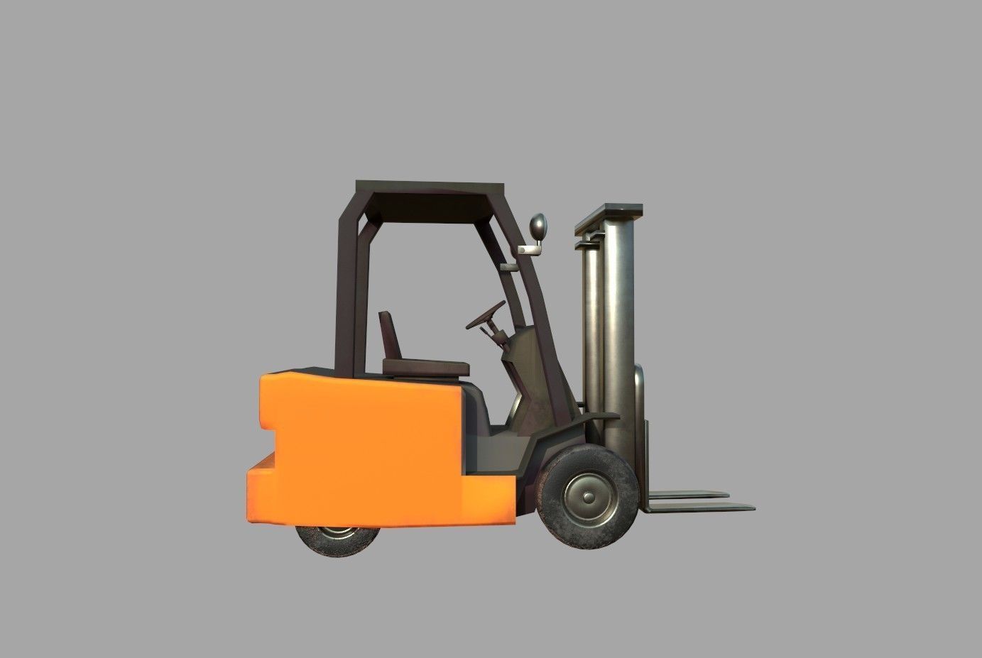 Forklift Low-poly 3D model_11