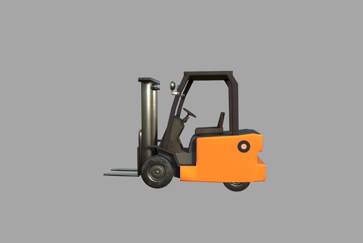Forklift Low-poly 3D model_3