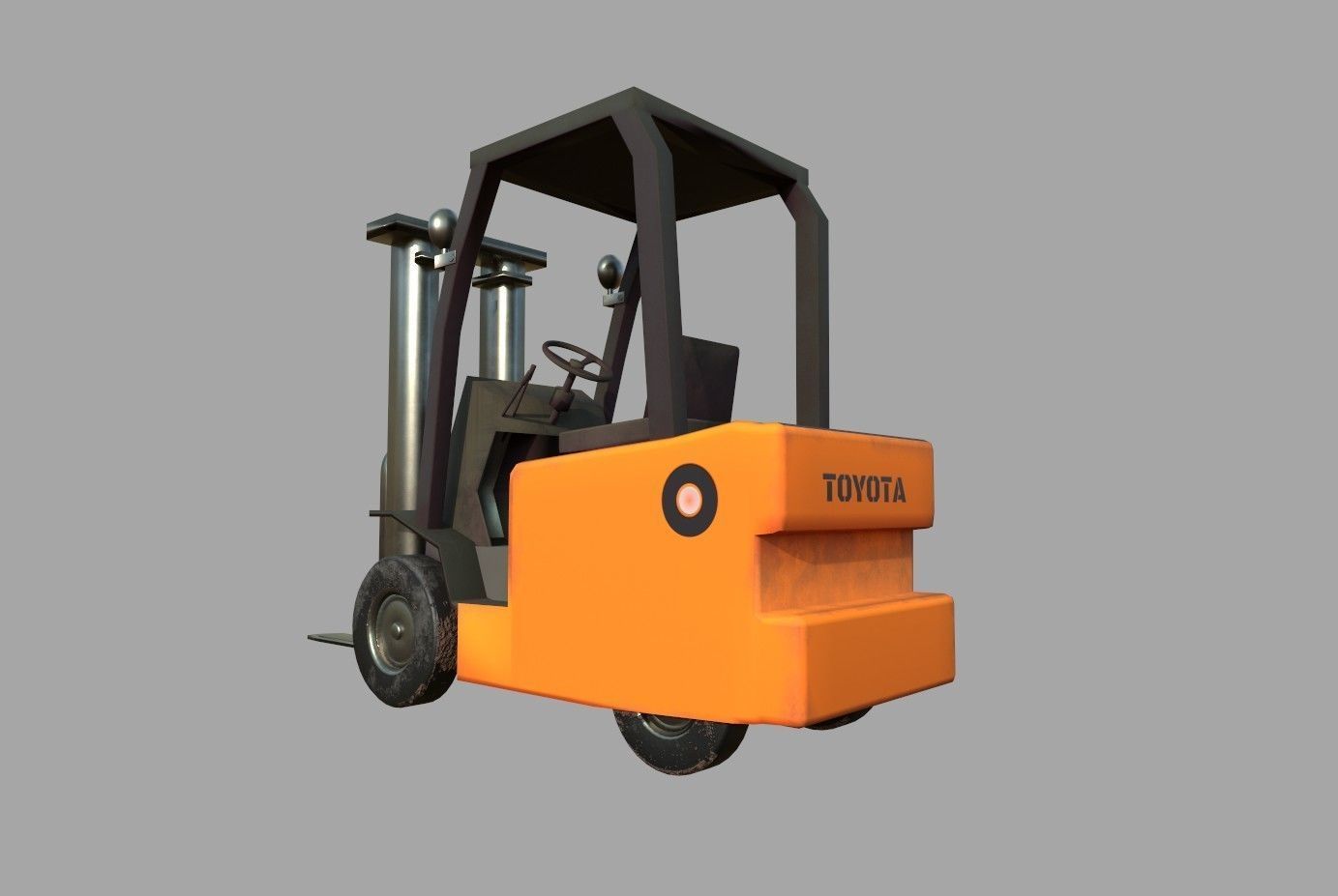 Forklift Low-poly 3D model_13
