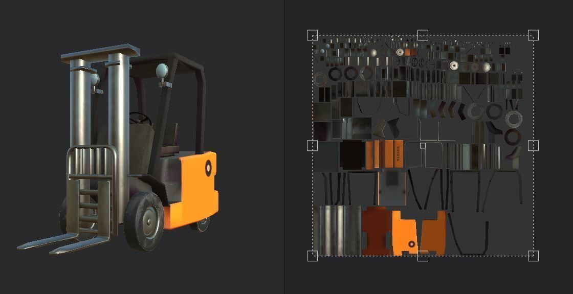 Forklift Low-poly 3D model_5