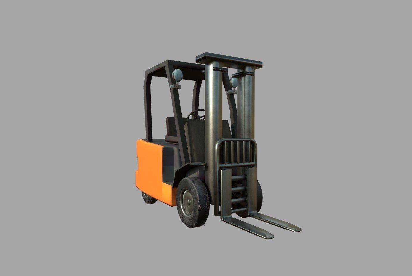 Forklift Low-poly 3D model_9
