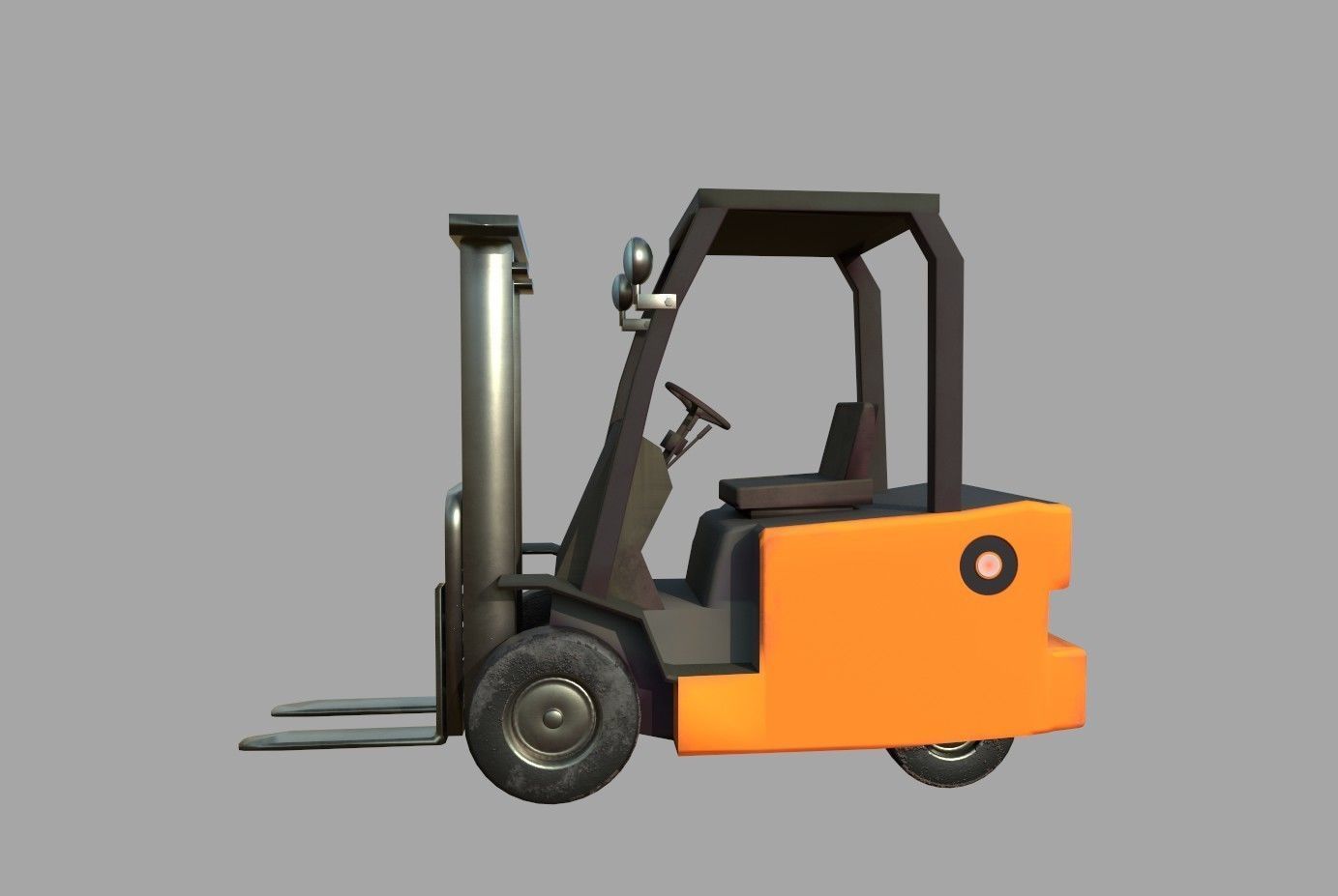 Forklift Low-poly 3D model_2