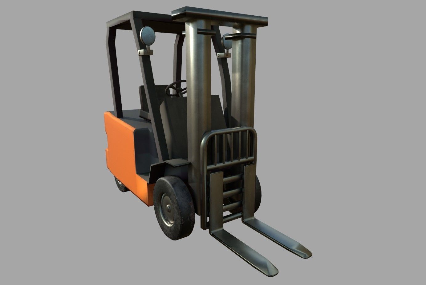 Forklift Low-poly 3D model_19