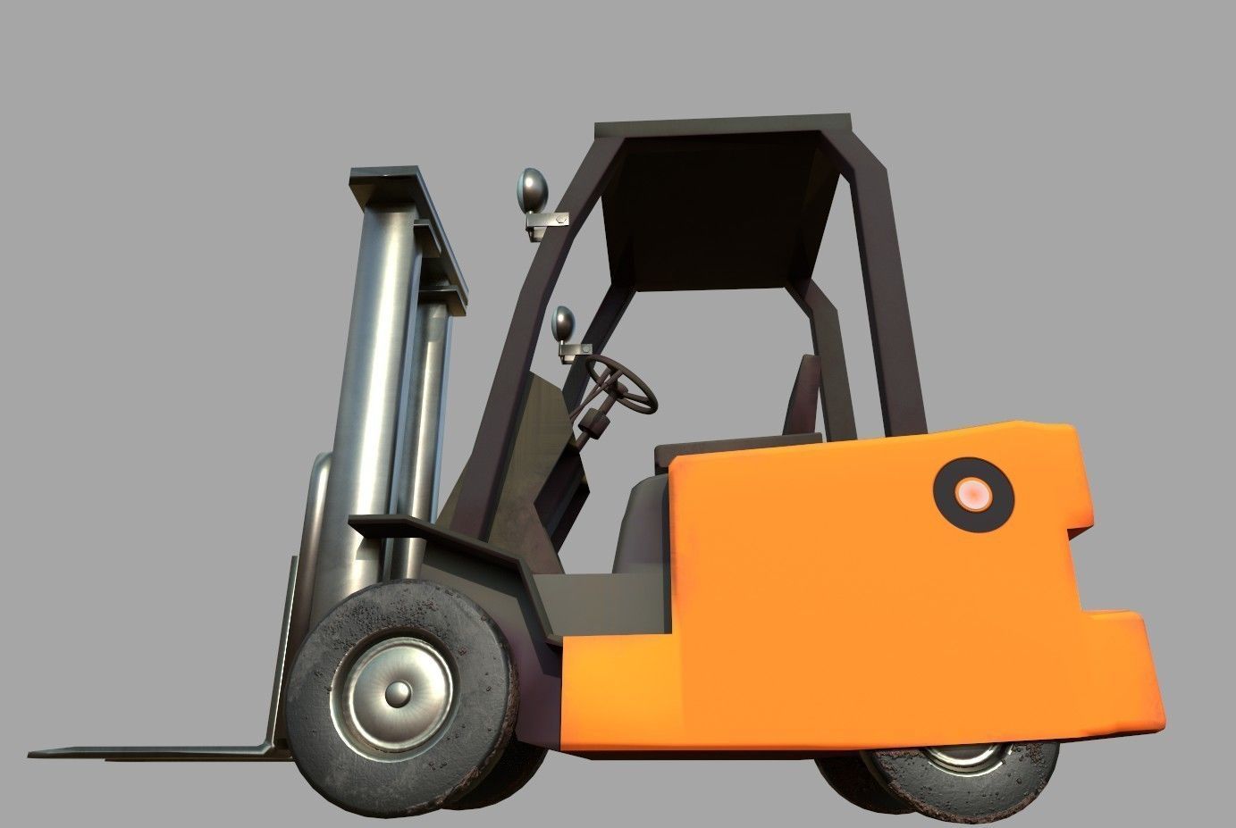 Forklift Low-poly 3D model_14