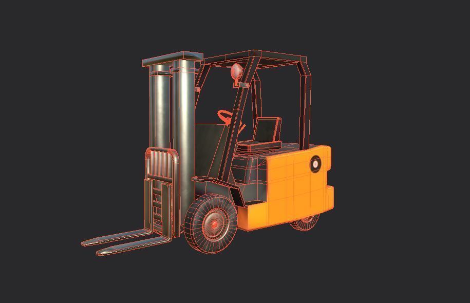 Forklift Low-poly 3D model_4