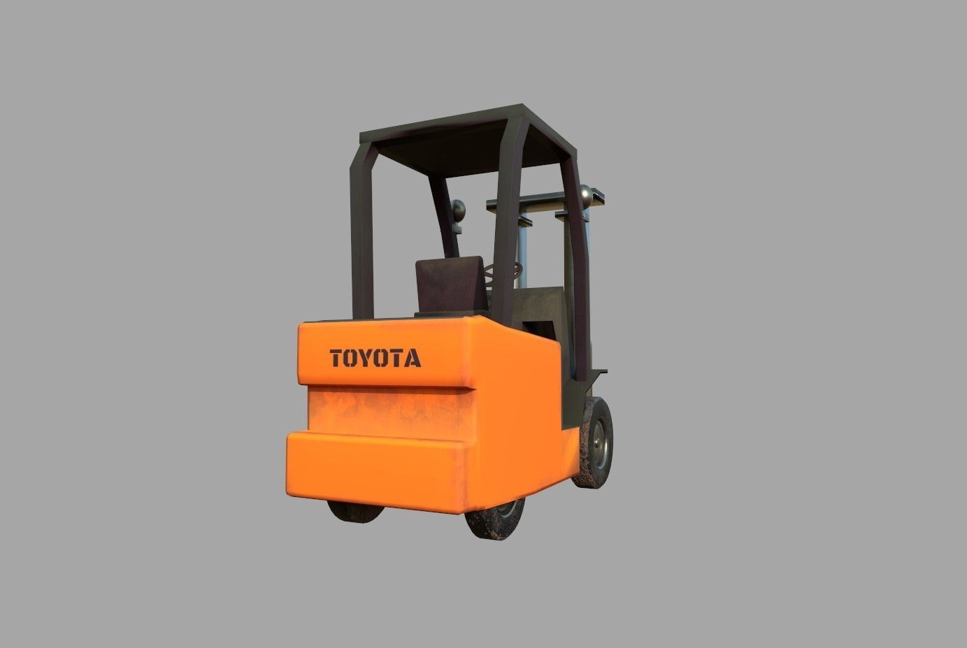 Forklift Low-poly 3D model_12