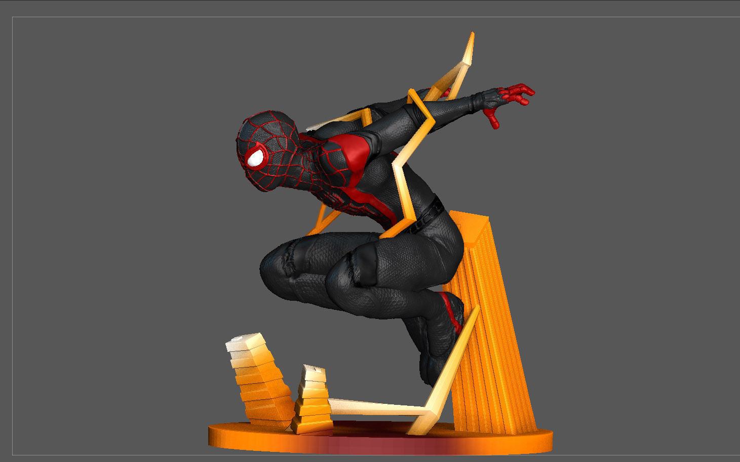 SPIDERMAN PS5 MILES MORALES STATUE FIGHT VERSION MARVEL 3D print model_7