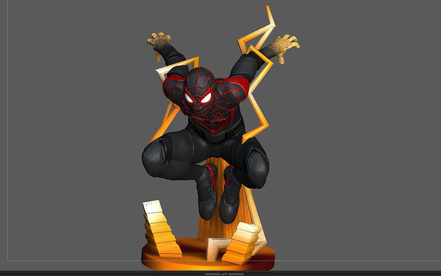 SPIDERMAN PS5 MILES MORALES STATUE FIGHT VERSION MARVEL 3D print model_11