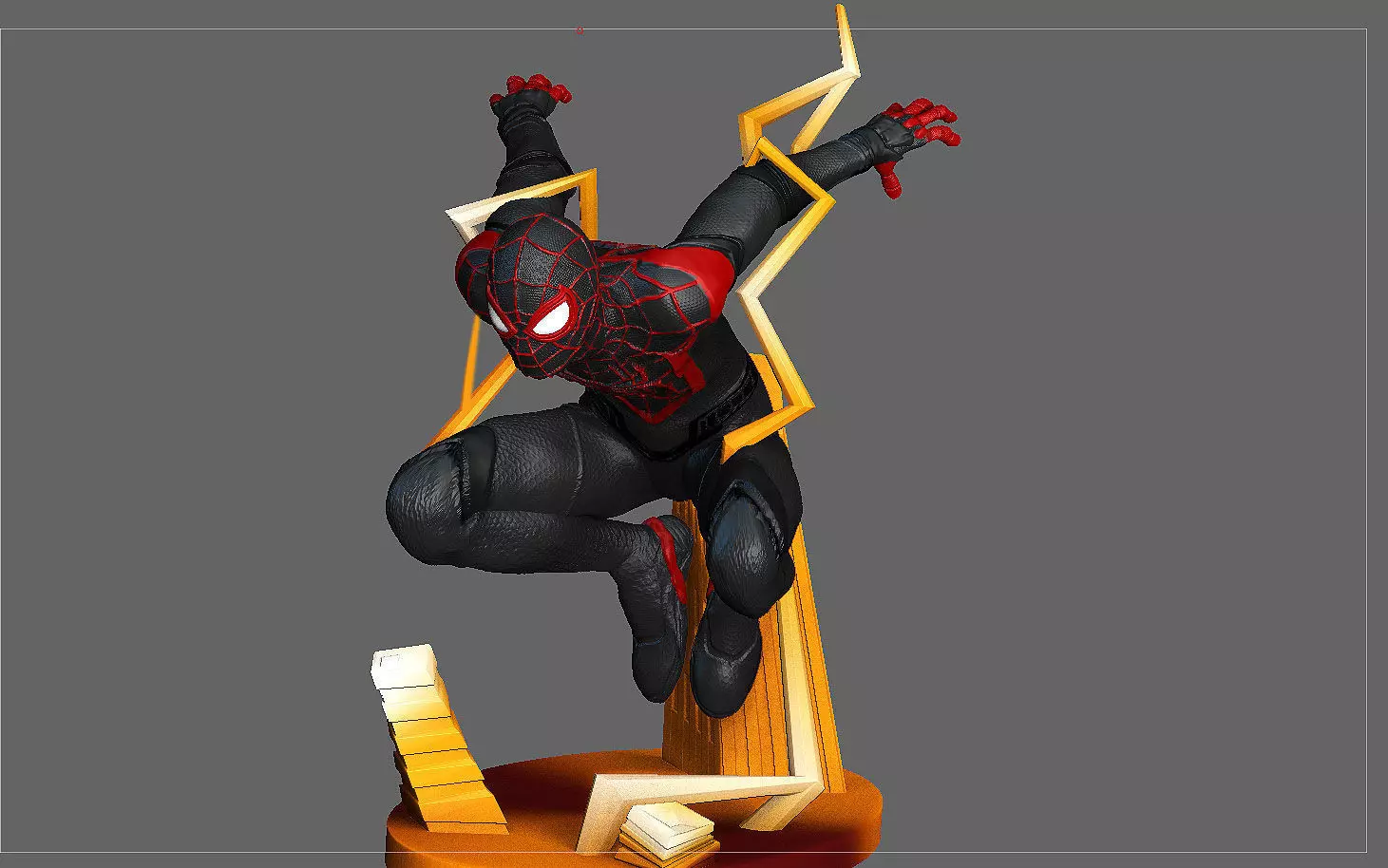 SPIDERMAN PS5 MILES MORALES STATUE FIGHT VERSION MARVEL 3D print model_0