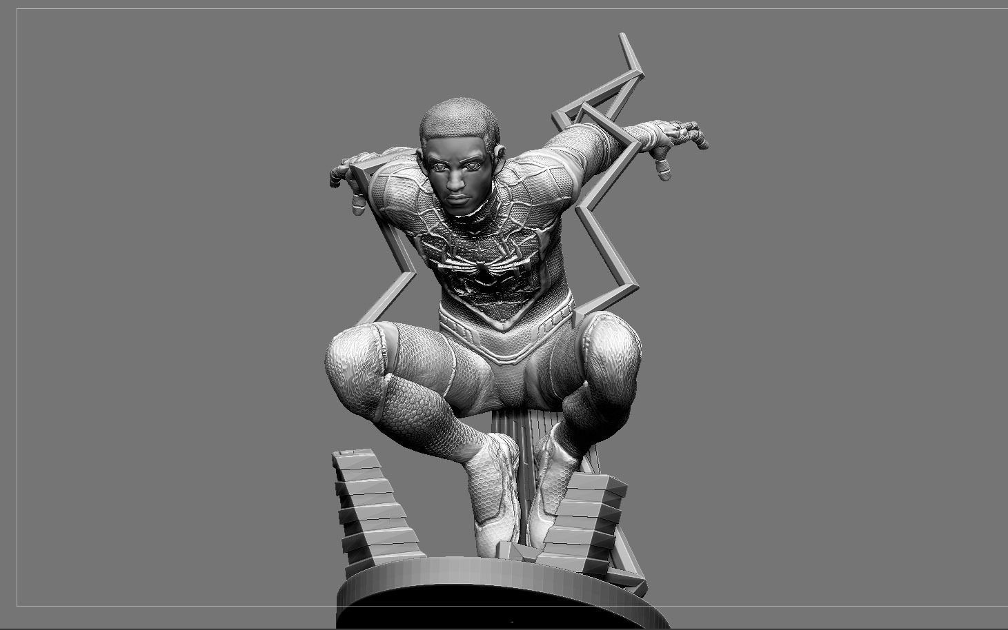 SPIDERMAN PS5 MILES MORALES STATUE FIGHT VERSION MARVEL 3D print model_15