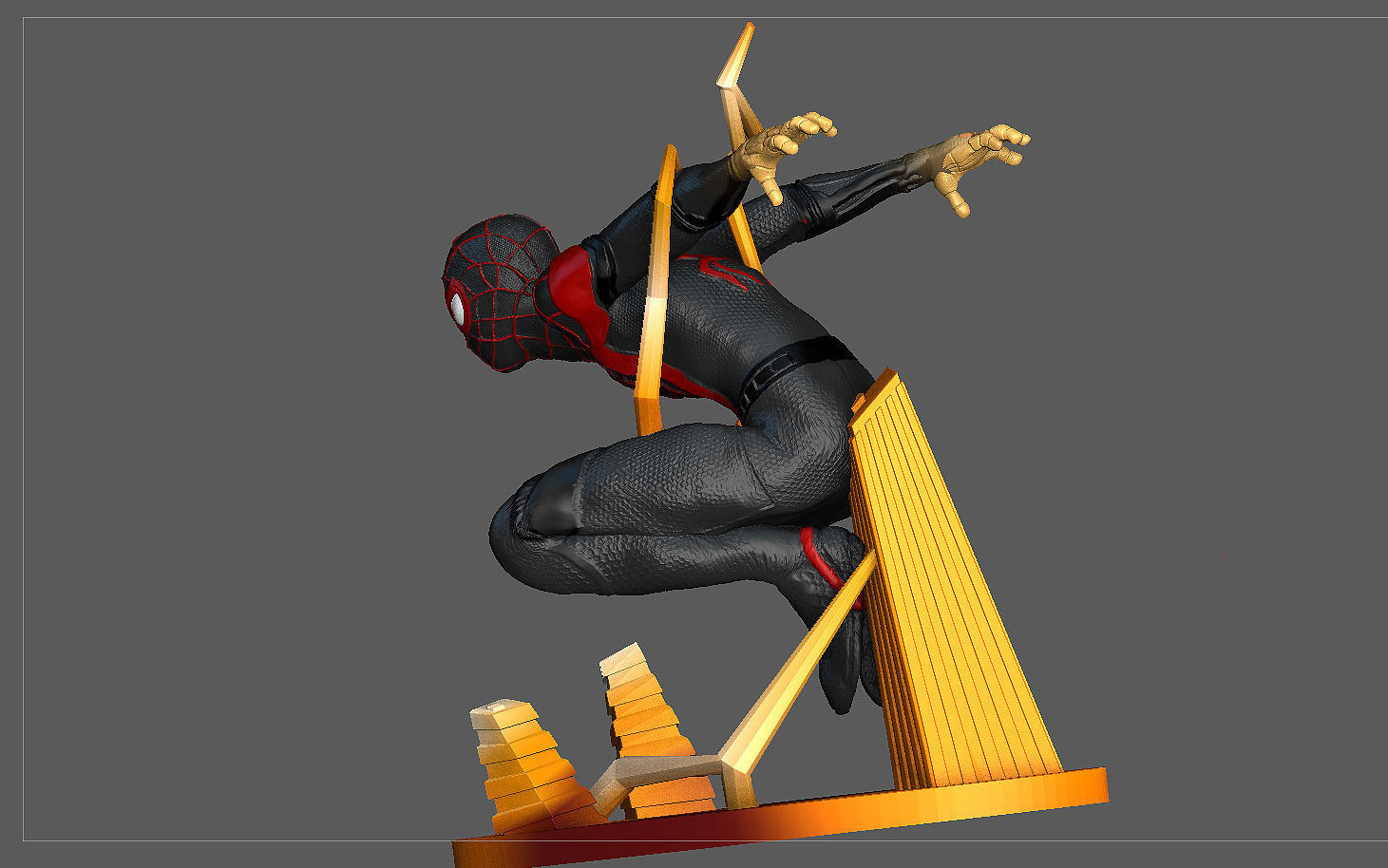 SPIDERMAN PS5 MILES MORALES STATUE FIGHT VERSION MARVEL 3D print model_12