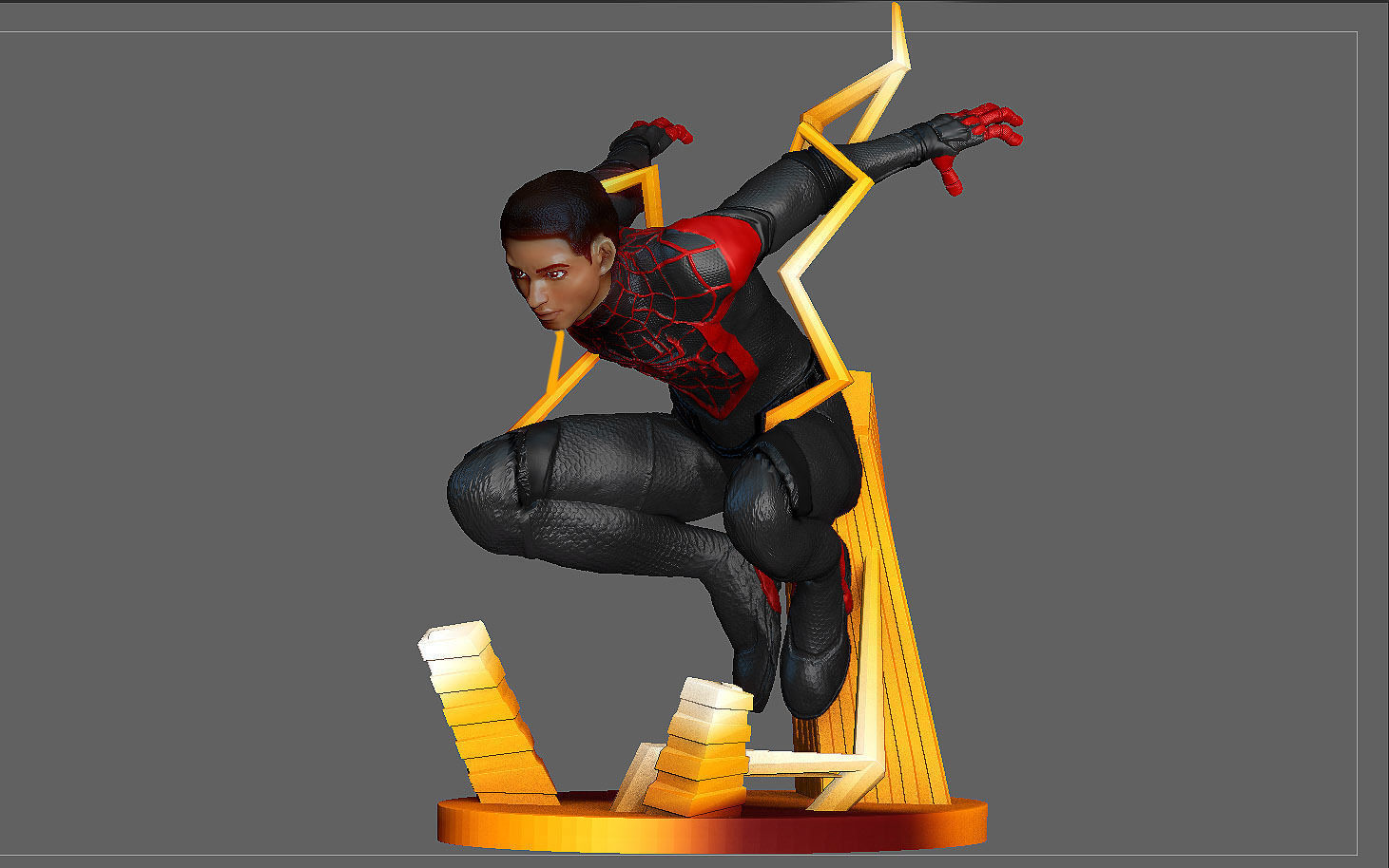 SPIDERMAN PS5 MILES MORALES STATUE FIGHT VERSION MARVEL 3D print model_2