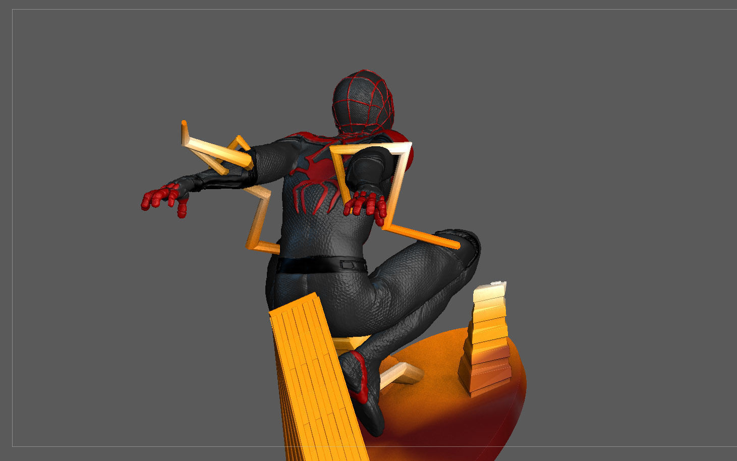 SPIDERMAN PS5 MILES MORALES STATUE FIGHT VERSION MARVEL 3D print model_8