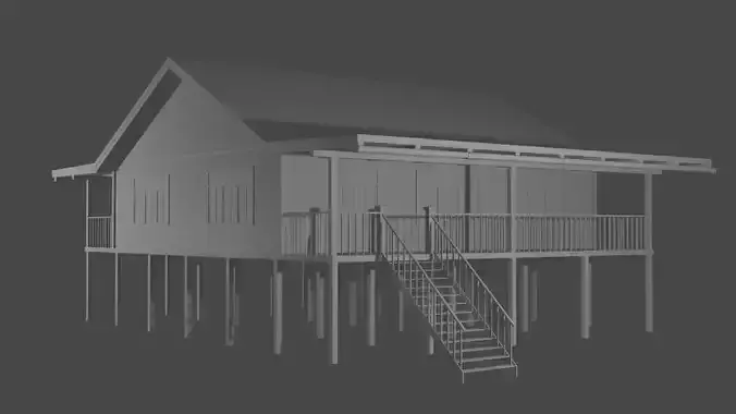 Wooden House with Veranda on Stilts