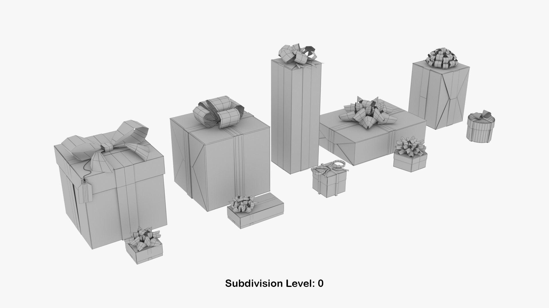 10 Christmas Gift Boxes and Bows Low-poly 3D model_16