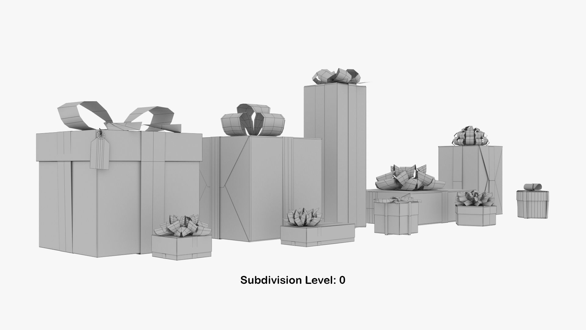 10 Christmas Gift Boxes and Bows Low-poly 3D model_19