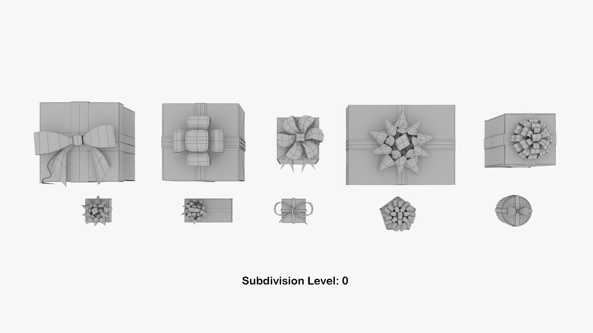 10 Christmas Gift Boxes and Bows Low-poly 3D model_18
