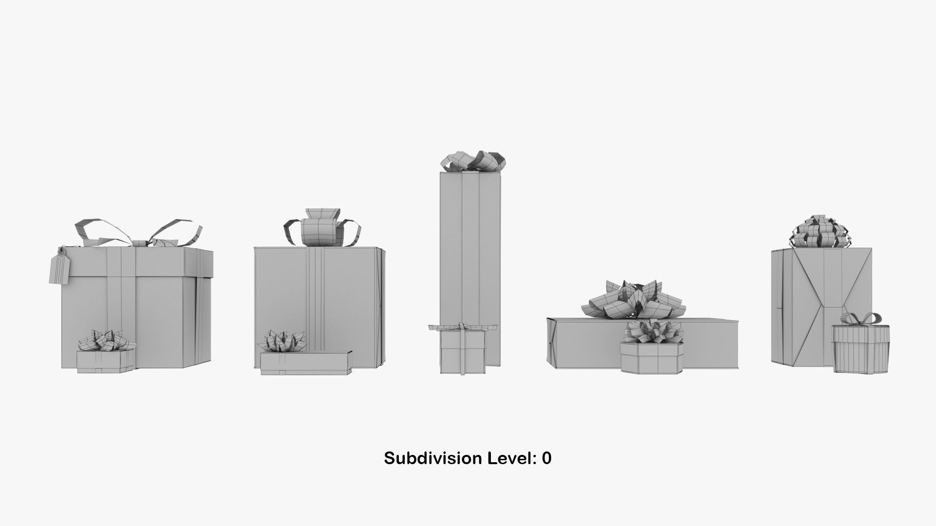 10 Christmas Gift Boxes and Bows Low-poly 3D model_17