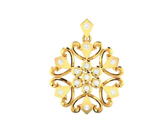Pendant-1061 diamond pendant gold 3D print model