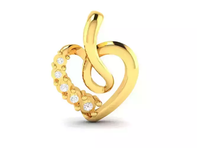 Pendant-777 gold heart pendant with diamonds