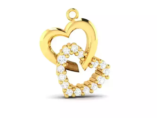 Pendant-770 two heart shaped diamond pendant gold