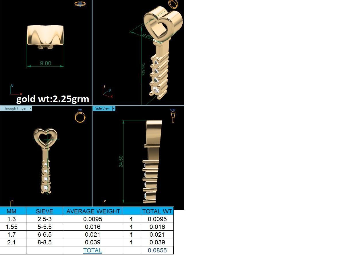 Pendant-751 heart shaped pendant gold 3D print model_1
