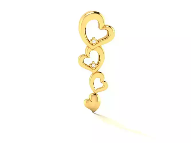 Pendant-741 three heart shaped earrings gold