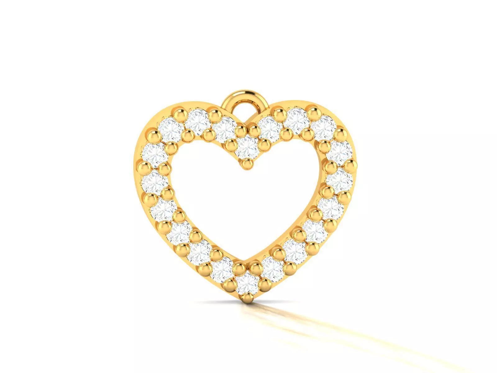 Pendant-733 heart shaped diamond pendant gold 3D print model_0