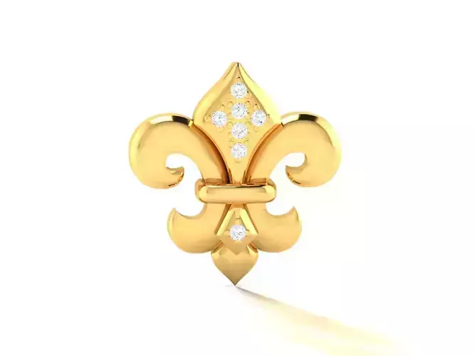 Pendant-730 gold fleur de lis pendant with diamonds