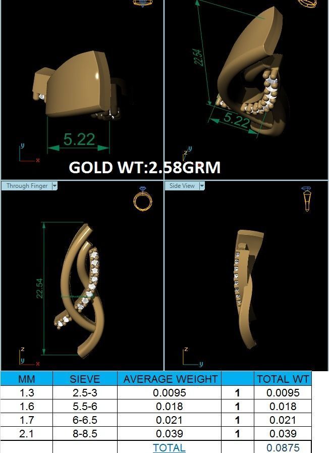 Pendant-723 diamond pendant gold 3D print model_1