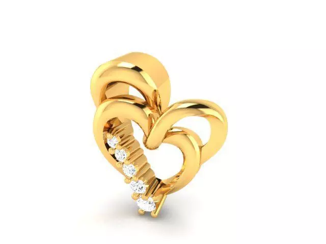 Pendant-715 heart shaped diamond pendant gold 3D print model_0
