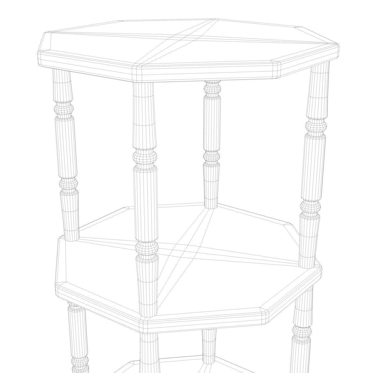 Shelves three tier side table 3D model_5