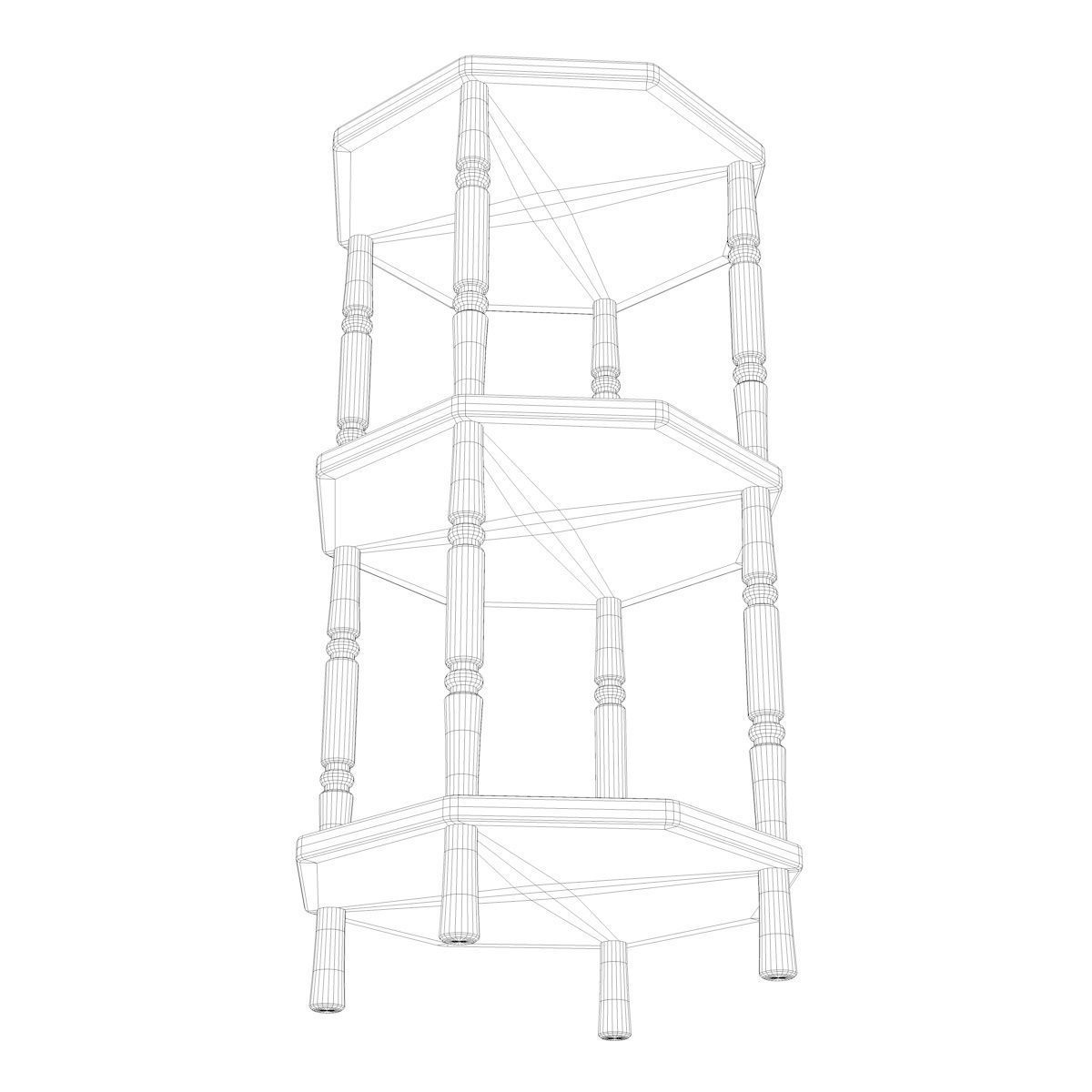 Shelves three tier side table 3D model_4