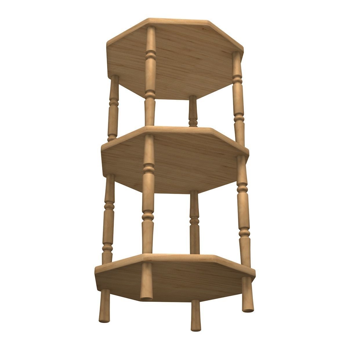 Shelves three tier side table 3D model_1