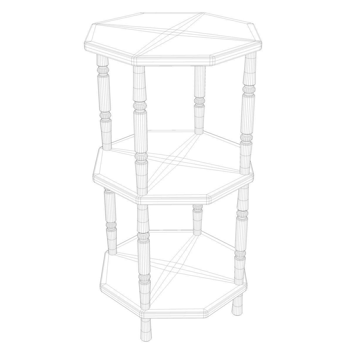 Shelves three tier side table 3D model_3