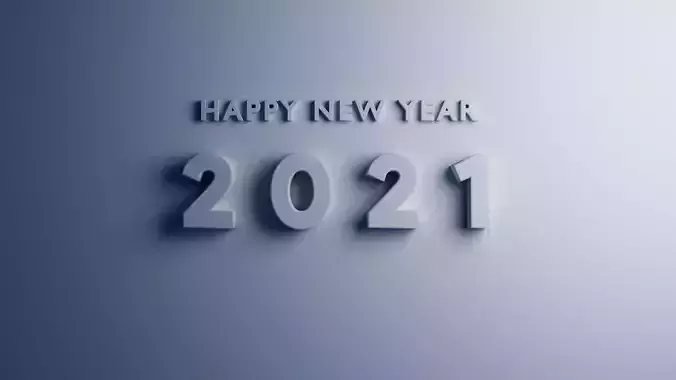 Happy New Year 2021 Blender 3D Text 3D Include Video MP4 3D model