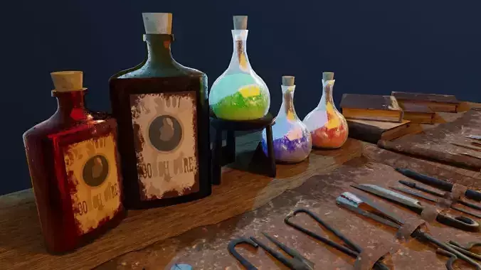 Medieval Medical 3D model Low-poly 3D model