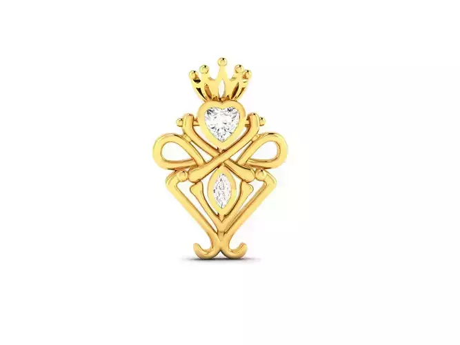 Pendant-1407 pendant with crown and diamonds 3D print model