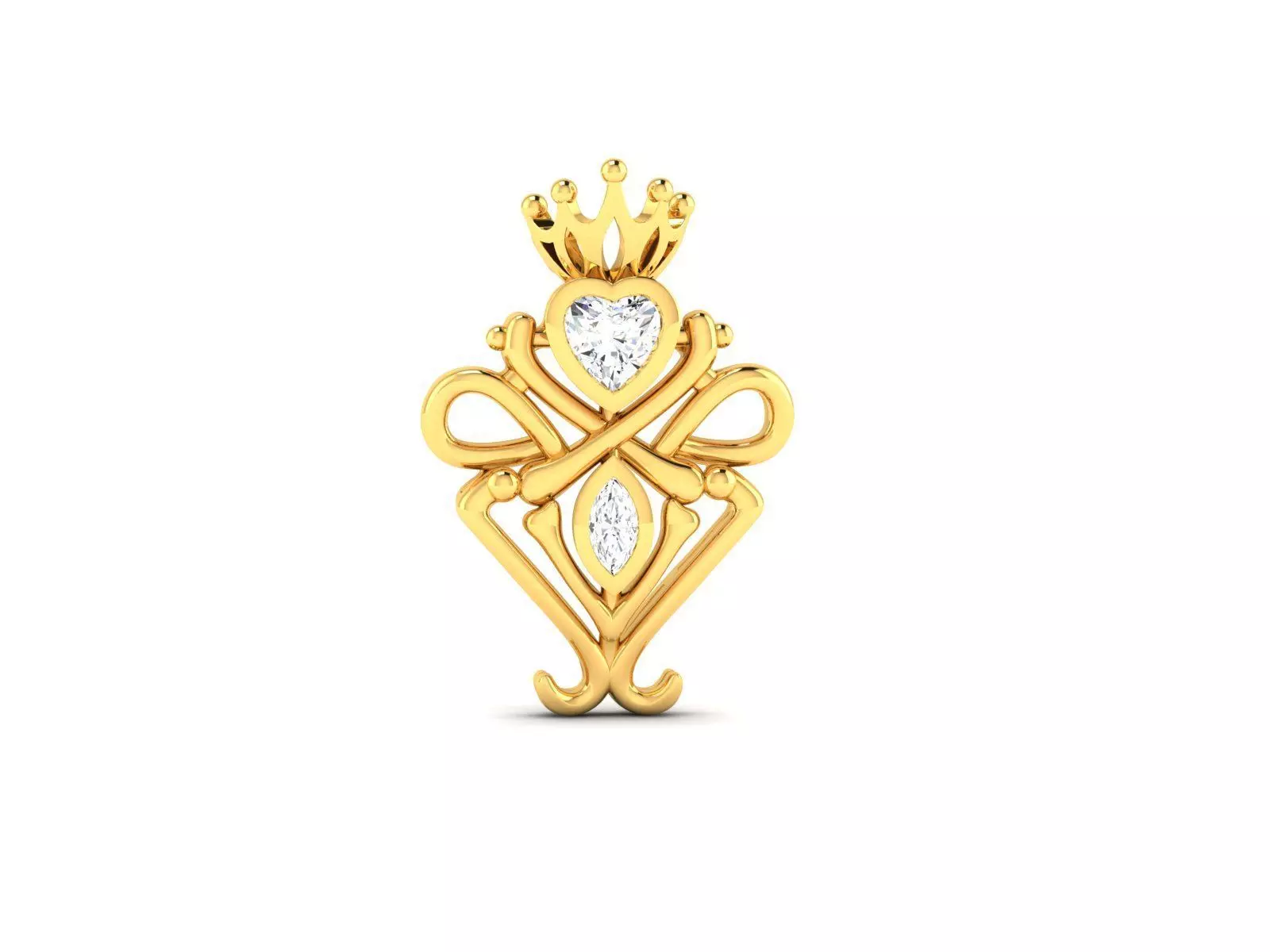 Pendant-1407 pendant with crown and diamonds 3D print model
