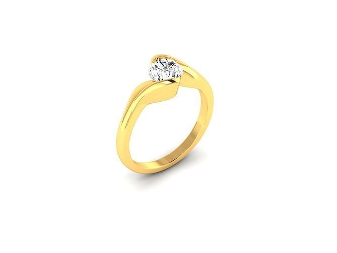 Ring-1403 diamond solitaire ring gold 3D print model