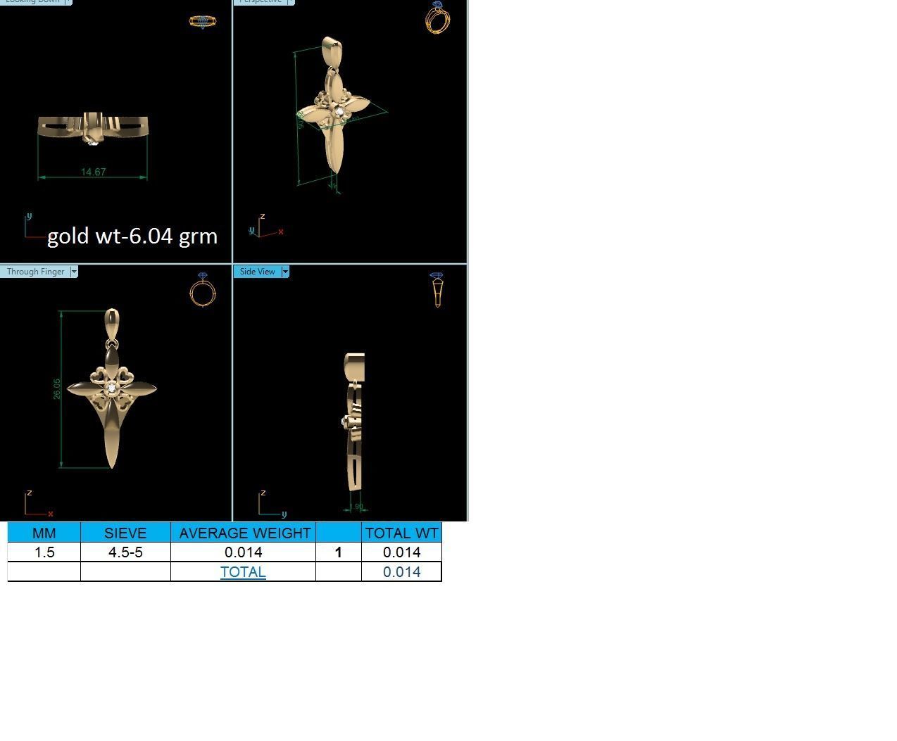 Pendant-1271 cross pendant gold 3D print model_1