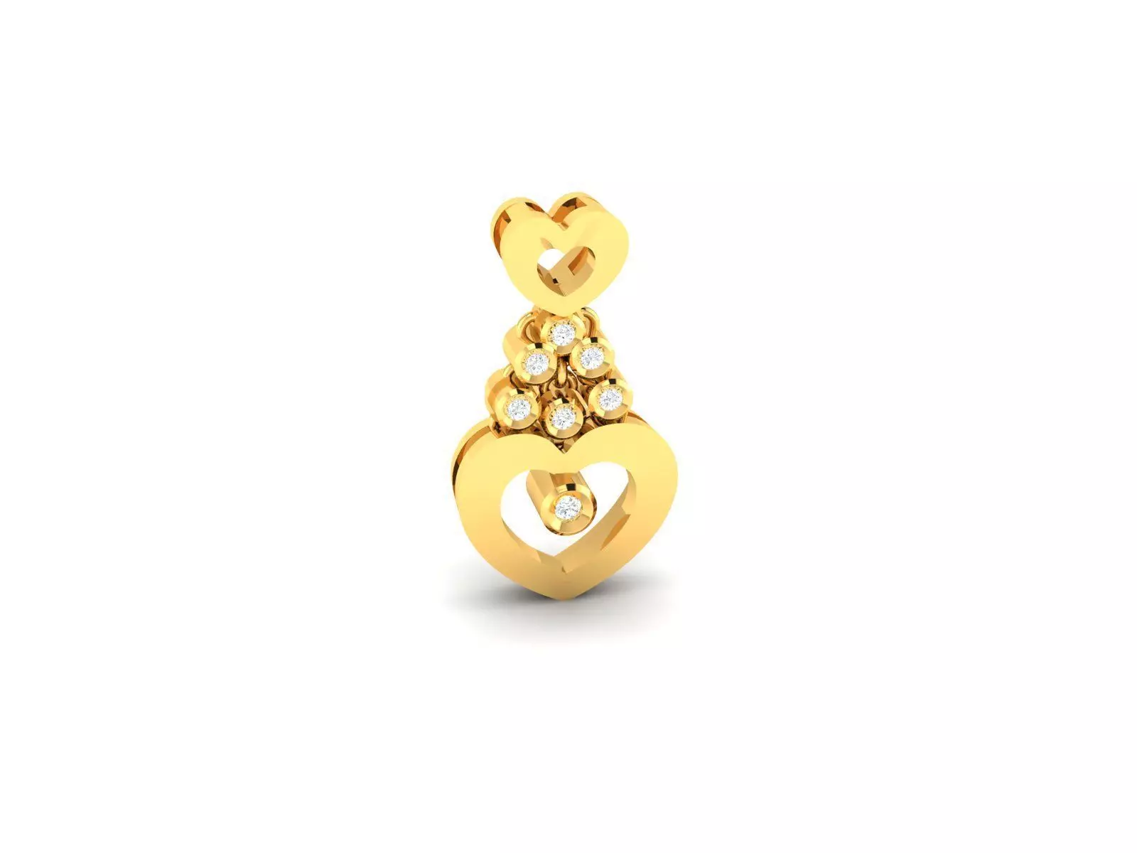 Pendant-1266 gold heart pendant with diamonds 3D print model_0