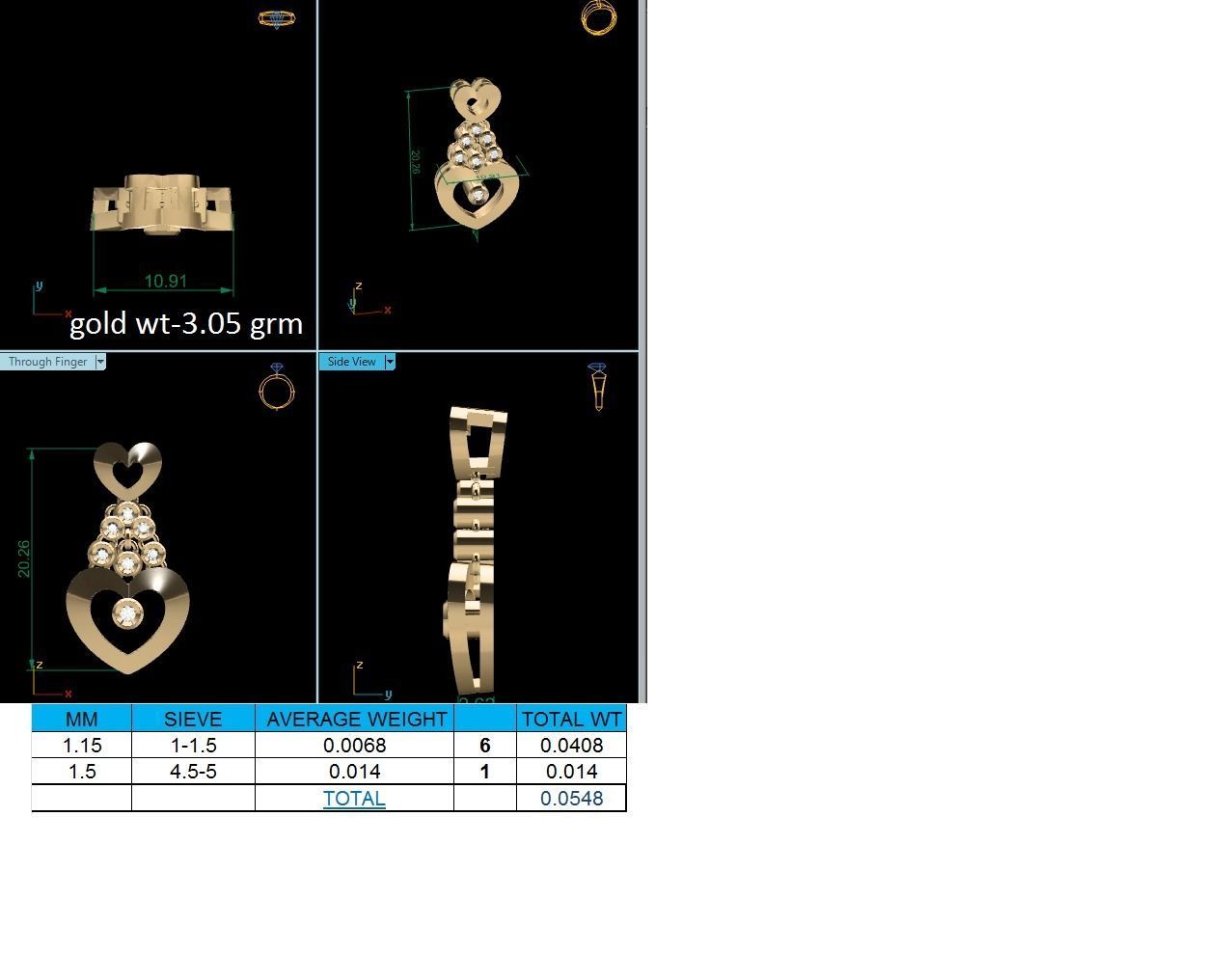 Pendant-1266 gold heart pendant with diamonds 3D print model_1